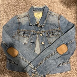Old Navy Blue Denim Jacket with Tan Patches